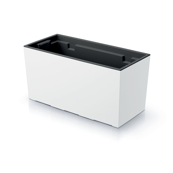 Urbi Case Blumenkasten mit Innentopf für Innen- und Außenbereich Rechteckig Blumentopf UV-beständig (395x185x195mm, Weiß)