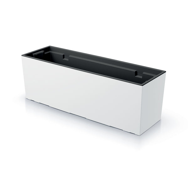 Urbi Case Blumenkasten mit Innentopf für Innen- und Außenbereich Rechteckig Blumentopf UV-beständig (580x180x195mm, Weiß)