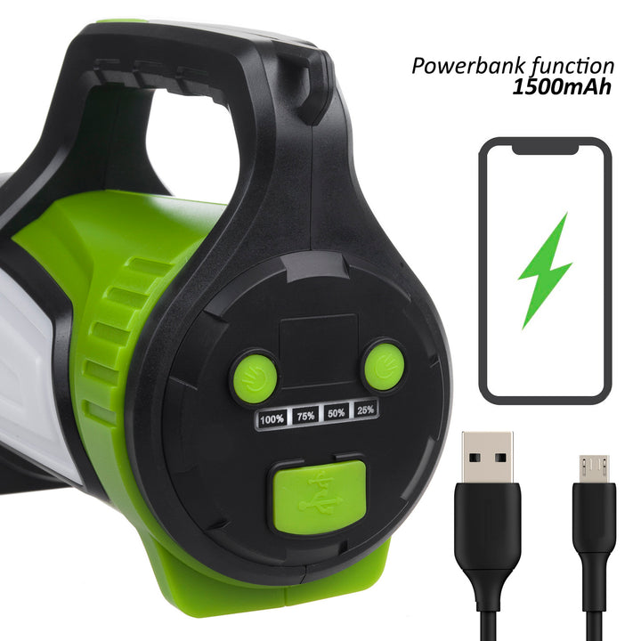 LED 3in1 Taschenlampe Wiederaufladbare Taschenlampe für Camping Outdoor USB Powerbank Funktion 3 Leuchtmodi 5W XM-L-T6 Kaltweiß 6500K 3.7V 3x18650 4500mAh IP65