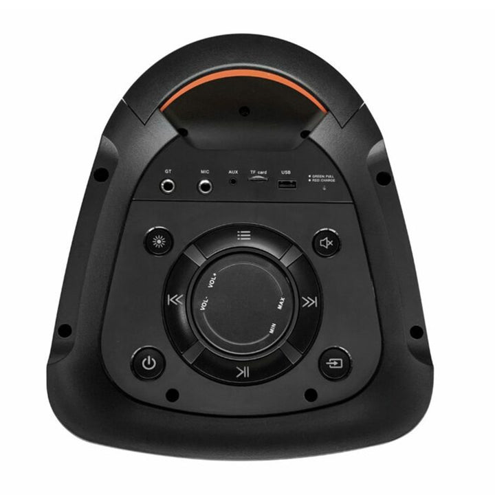 PartyBox Tragbarer Bluetooth-Lautsprecher mit Karaoke-Funktion Gitarreneingang TWS Radio AUX USB microSD Fernbedienung Disco LED Beleuchtung
