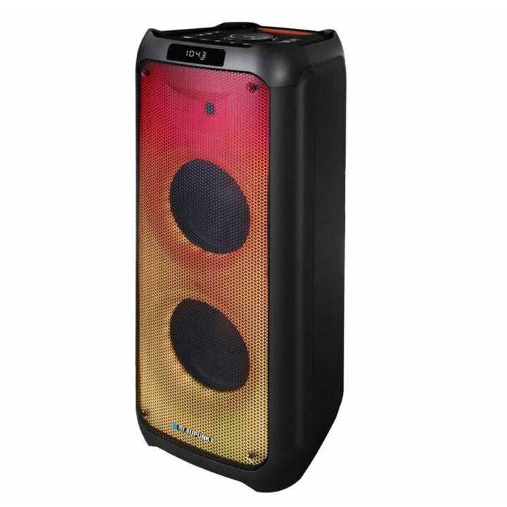 PartyBox Tragbarer Bluetooth-Lautsprecher mit Karaoke-Funktion Gitarreneingang TWS Radio AUX USB microSD Fernbedienung Disco LED Beleuchtung