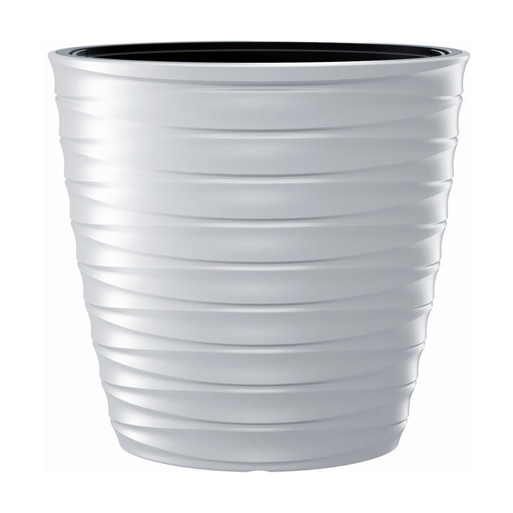 Freze Blumentopf mit Innentopf für Innen- und Außenbereich UV-Beständig Frostbeständig Oval Kunststoff Weiß