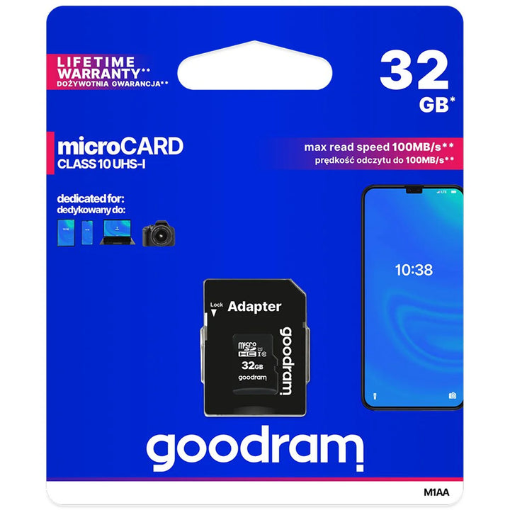32GB microSD-Speicherkarte + SD-Adapter Klasse 10 UHS-I Goodram