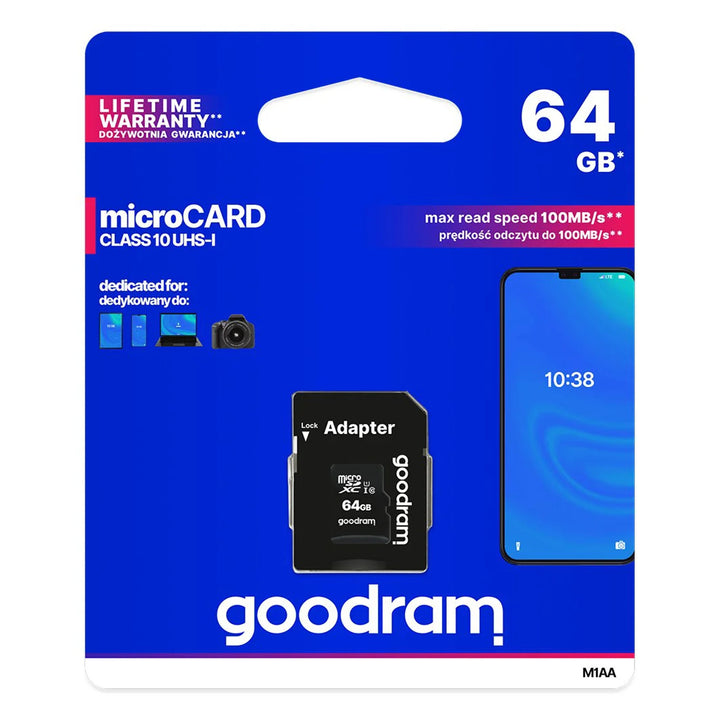 64GB microSD-Speicherkarte mit Classpath 10 Goodram-Adapter