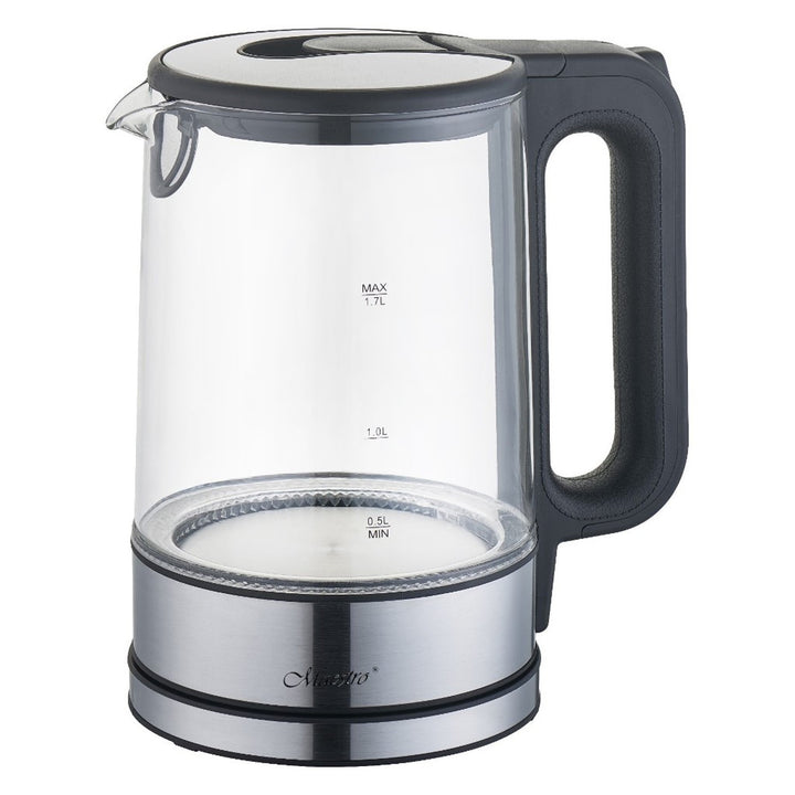 MAESTRO MR-053 Kabelloser Elektrischer Glas-Wasserkocher mit LED-Beleuchtung 1.7L Glas & Edelstahl 2200W