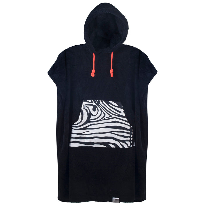Hug Buddy Surf Poncho Handtuch Ideal für Schwimmen und Strand Badetuch Handtuch Kapuzenbadetuch (Schwarz, Zebra)