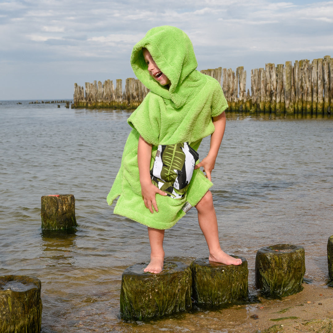 Lil Hug Surf Poncho Handtuch Ideal für Schwimmen und Strand Badetuch Handtuch Kapuzenbadetuch 3-6 Jahre (Grün)