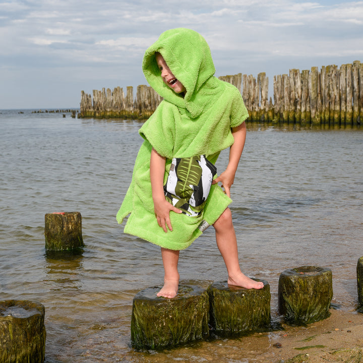 Lil Hug Surf Poncho Handtuch Ideal für Schwimmen und Strand Badetuch Handtuch Kapuzenbadetuch 3-6 Jahre (Grün)