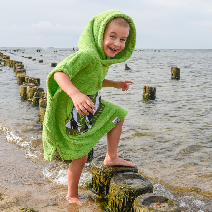 Lil Hug Surf Poncho Handtuch Ideal für Schwimmen und Strand Badetuch Handtuch Kapuzenbadetuch 3-6 Jahre (Grün)