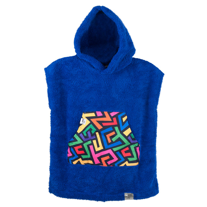 HugMe Lil Hug Surf Poncho Handtuch Ideal für Schwimmen und Strand Badetuch Handtuch Kapuzenbadetuch 3-6 Jahre (Königsblau)