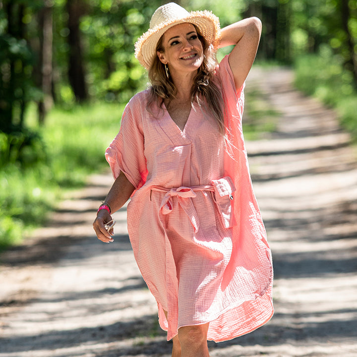 Damen Sommerkleid Pareo Strandtuch Strandkleid Multifunktionales Musselintuch Sommer Strandponcho Strand Universalgröße Aprikose
