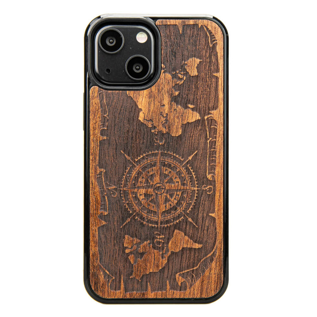 HOLZETUI IPHONE 13 MINI WIND ROSE MERBAU HOHE QUALITÄT