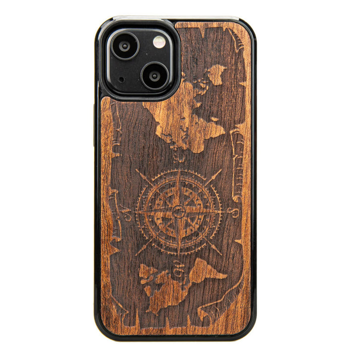 HOLZETUI IPHONE 13 MINI WIND ROSE MERBAU HOHE QUALITÄT