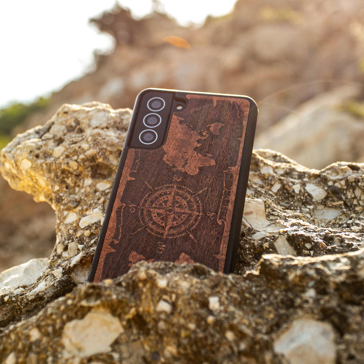 HOLZETUI IPHONE 13 MINI WIND ROSE MERBAU HOHE QUALITÄT