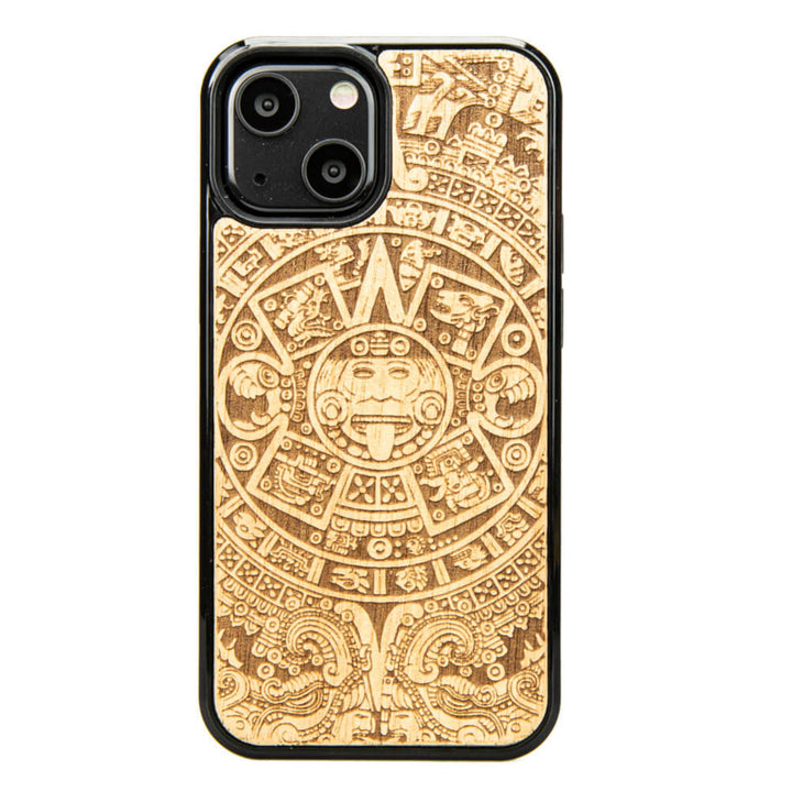 HOLZETUI IPHONE 13 MINI AZTEKISCHER KALENDER ANIEGRE