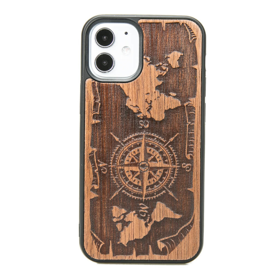 HOLZETUI IPHONE 12 MINI WIND ROSE MERBAU HOHE QUALITÄT