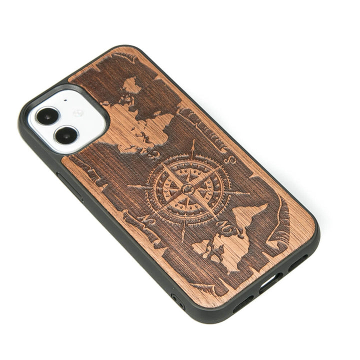 HOLZETUI IPHONE 12 MINI WIND ROSE MERBAU HOHE QUALITÄT