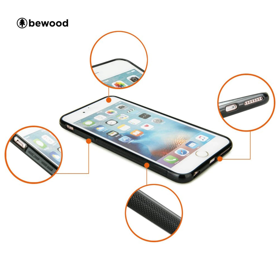 Bewood Handyhülle Holzetui Kompatibel mit Samsung Galaxy S21 FE Schutzhülle Hergestellt aus Naturholz Handwerkliche Präzision (Berge/Imbuia)
