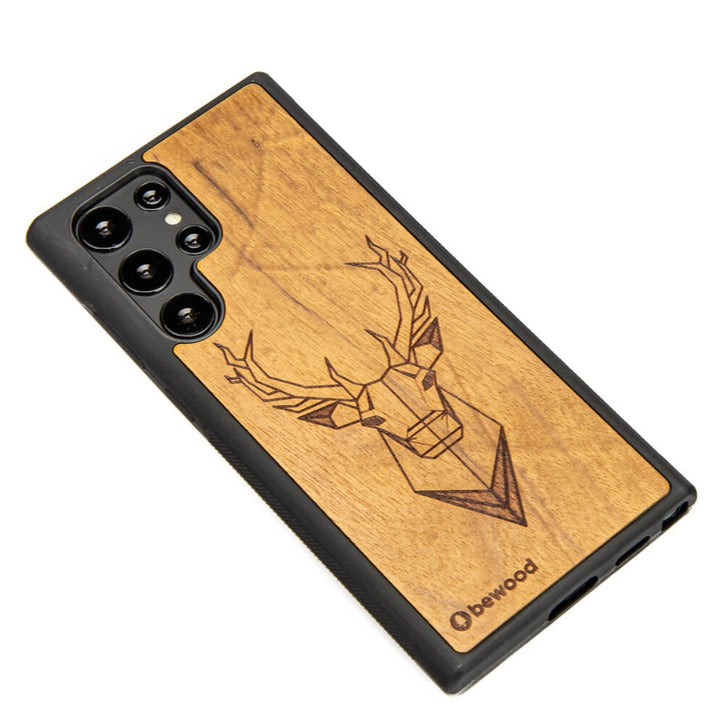 Bewood Handyhülle Holzetui Kompatibel mit Samsung Galaxy S22 Ultra Schutzhülle Hergestellt aus Naturholz Handwerkliche Präzision (Hirsch/Imbuia)