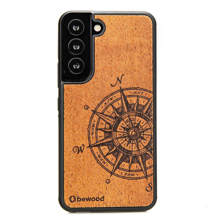 Bewood Handyhülle Holzetui Kompatibel mit Samsung Galaxy S22 Schutzhülle Hergestellt aus Naturholz Handwerkliche Präzision (Traveler/Merbau)