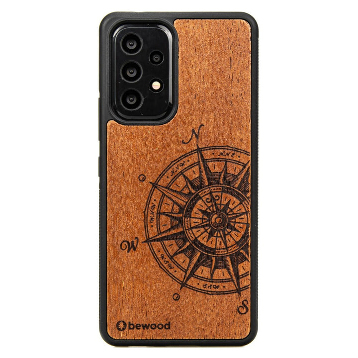 Bewood Handyhülle Holzetui Kompatibel mit Samsung Galaxy A53 5G Schutzhülle Hergestellt aus Naturholz Handwerkliche Präzision  (Traveler/Merbau)
