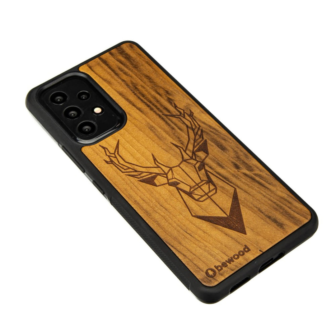 Bewood Handyhülle Holzetui Kompatibel mit Samsung Galaxy A53 5G Schutzhülle Hergestellt aus Naturholz Handwerkliche Präzision (Hirsch/Imbuia)