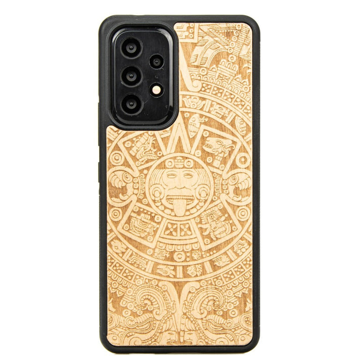 Bewood Handyhülle Holzetui Kompatibel mit Samsung Galaxy A53 5G Schutzhülle Hergestellt aus Naturholz Handwerkliche Präzision  (Aztekischer Kalender/Aniegre)