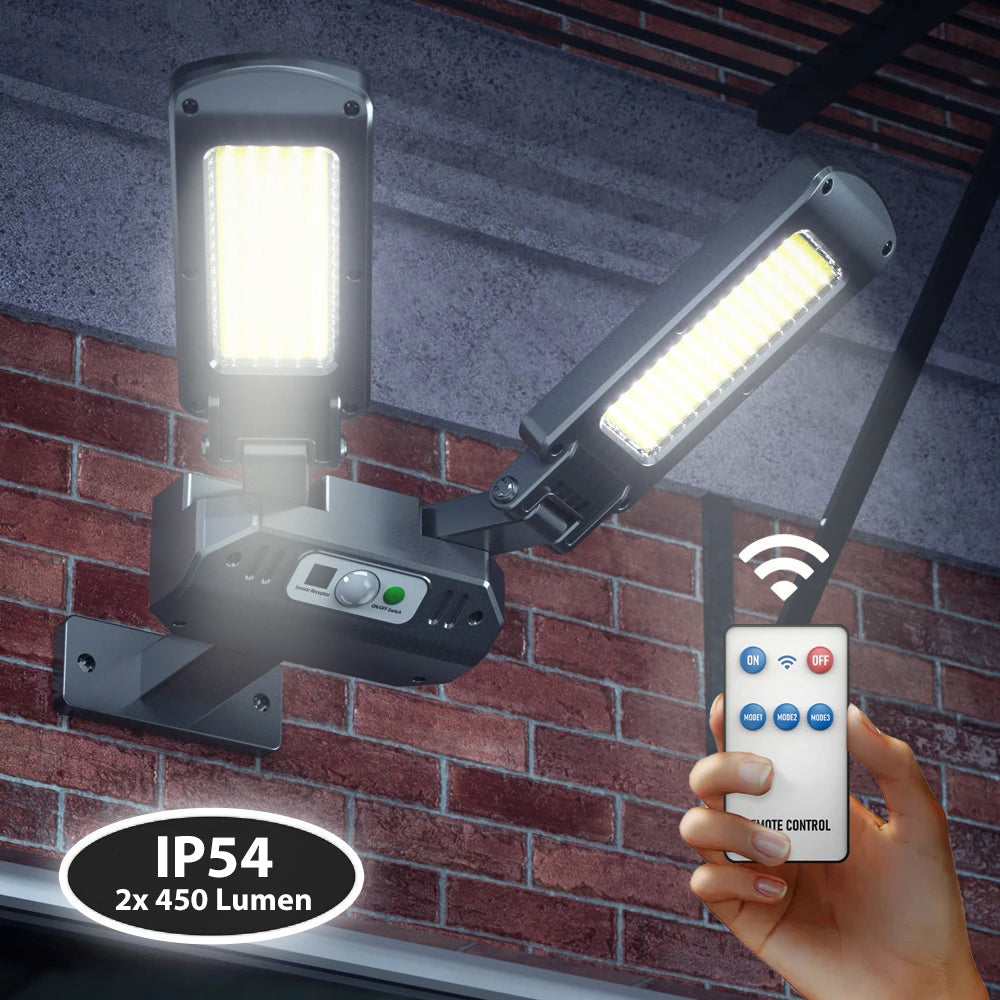 Solar Straßenlampe mit Bewegungs- und Dämmerungssensor IP54 5W 2x 450Lumen IP54