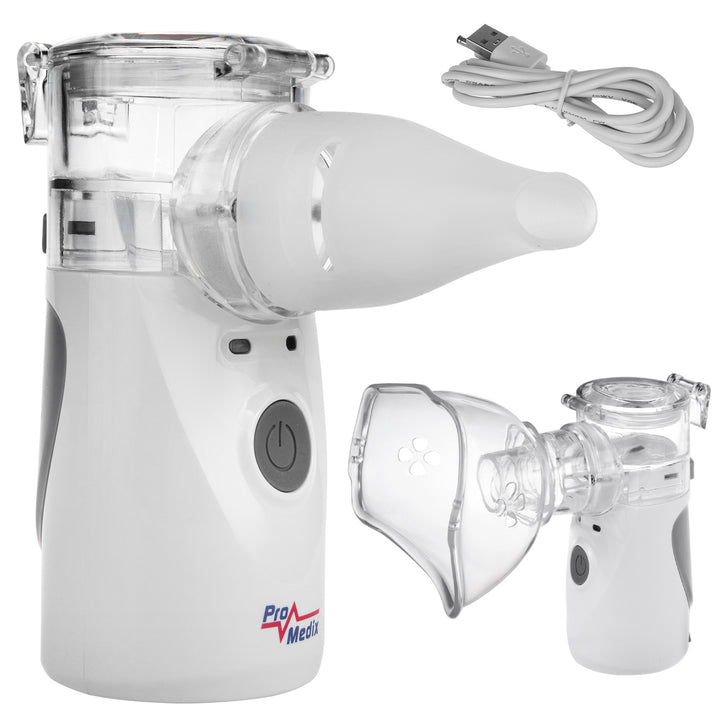 PR-835 Tragbarer Inhalationsgerät für Kinder und Erwachsene Geräuscharmer Inhalator Vernebler Zwei Masken Mundstück Vernebler-Set Stromversorgung über USB oder 2x AA Batterien Kompakt