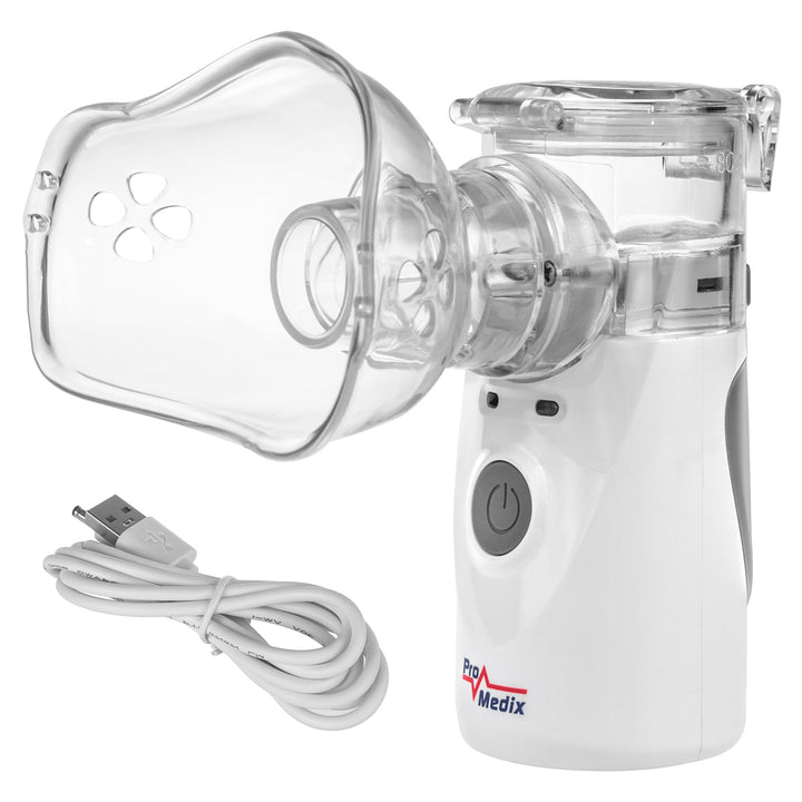 PR-835 Tragbarer Inhalationsgerät für Kinder und Erwachsene Geräuscharmer Inhalator Vernebler Zwei Masken Mundstück Vernebler-Set Stromversorgung über USB oder 2x AA Batterien Kompakt