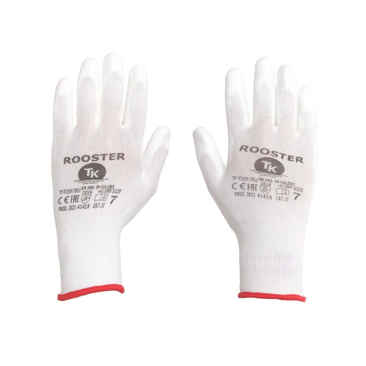 ROOSTER 12 paar Polyurethan-Handschuhe Arbeitshandschuhe  Größe 7