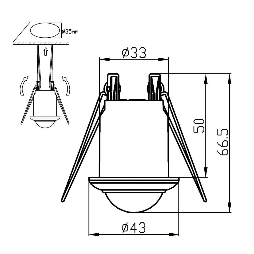 Maclean PIR-Bewegungsmelder, Deckenmontage, Reichweite 6m, max. Belastung 300/150W, MCE359