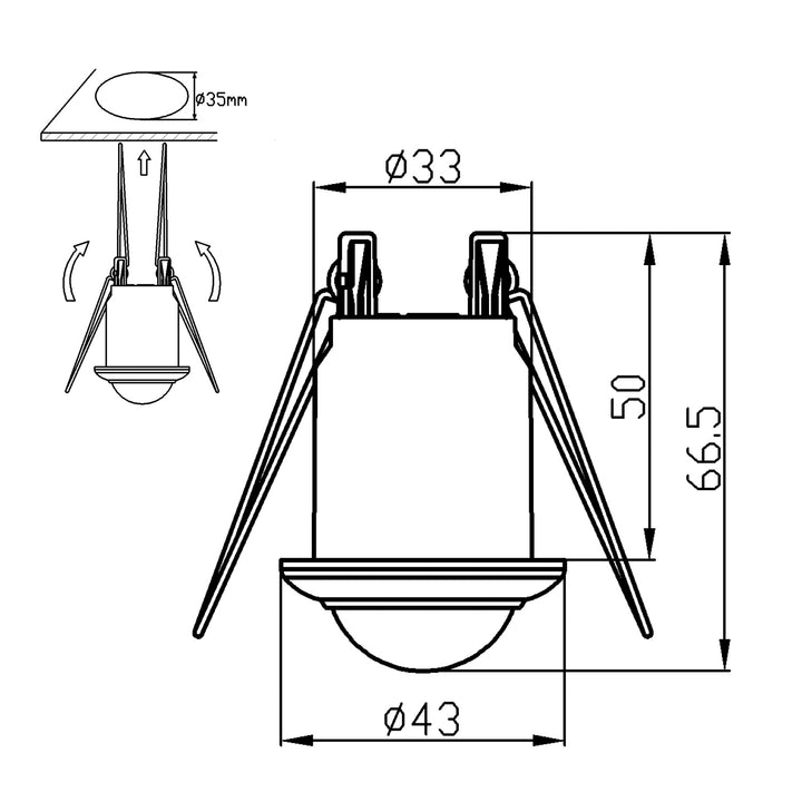 Maclean PIR-Bewegungsmelder, Deckenmontage, Reichweite 6m, max. Belastung 300/150W, MCE359