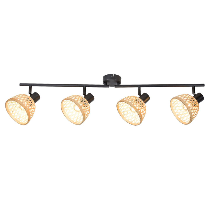 Rattan-Lampe E14 4xMax. Leistung 15W schwarz - Wandleuchte