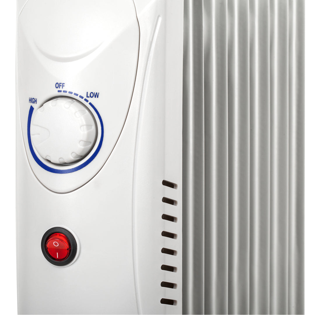 TSA8035 Elektrischer Ölradiator 800 W (7 Rippen), Heizkörper mit Thermostat, Weiß