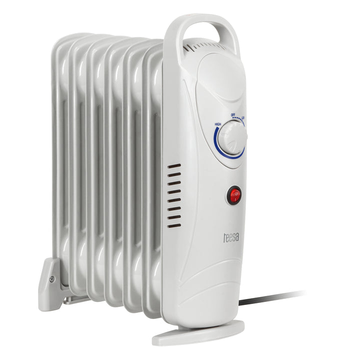 TSA8035 Elektrischer Ölradiator 800 W (7 Rippen), Heizkörper mit Thermostat, Weiß