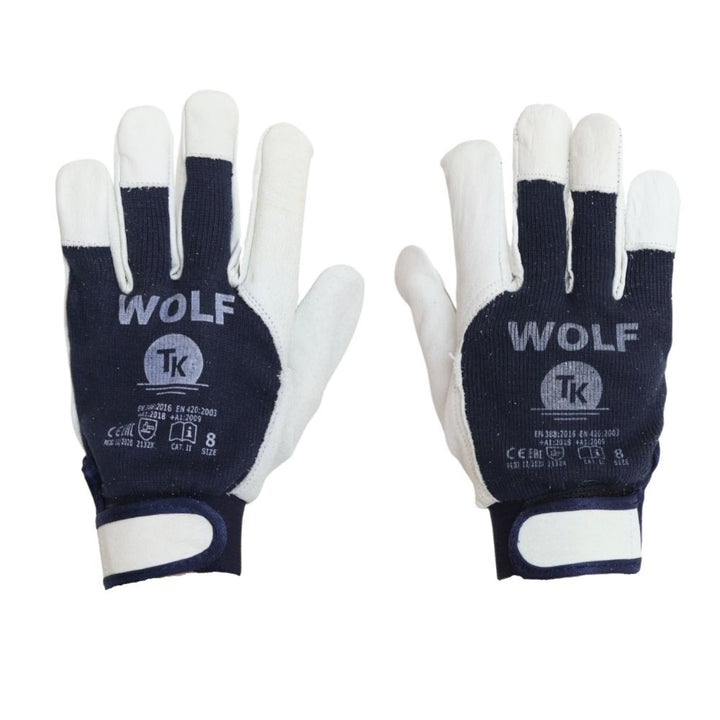 Wolf Arbeitshandschuhe Handschuhe aus Atmungsaktiver Baumwolle Gartenarbeit Arbeitsschutz Mechanikerhandschuhe mit Klettverschluss Größe:8   (1 PAAR)