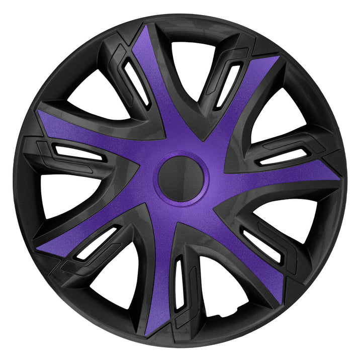 N-Power Radzierblenden für Stahlfelgen Zweifarbige Radkappen Satz 4er Set Auto KFZ Fahrzeug Geeignet ür die meisten Marken und Felgen ABS-Kunststoff (Violett / schwarz, 16")