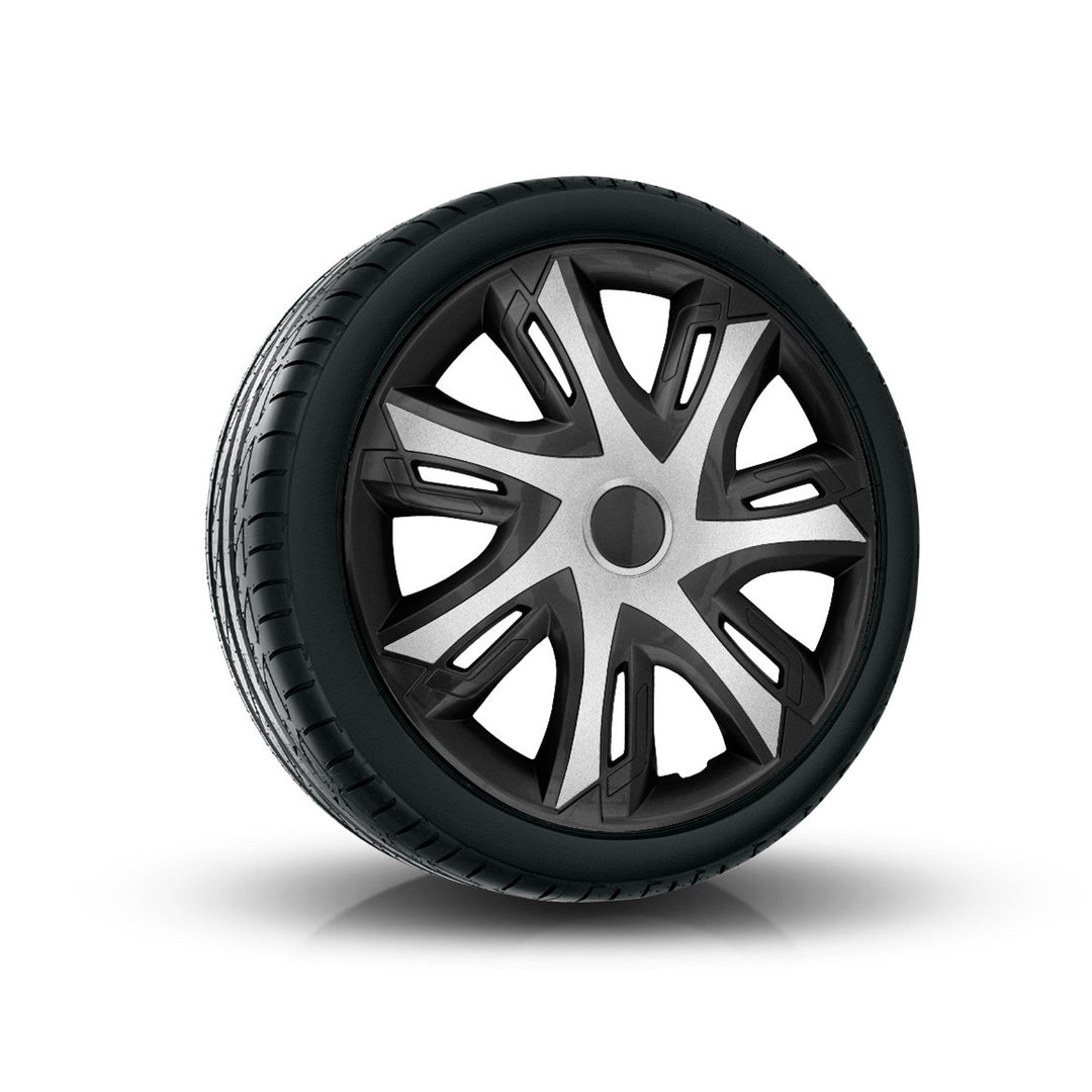 N-Power Radzierblenden für Stahlfelgen Zweifarbige Radkappen Satz 4er Set Auto KFZ Fahrzeug Geeignet ür die meisten Marken und Felgen ABS-Kunststoff (Silber / schwarz, 14")