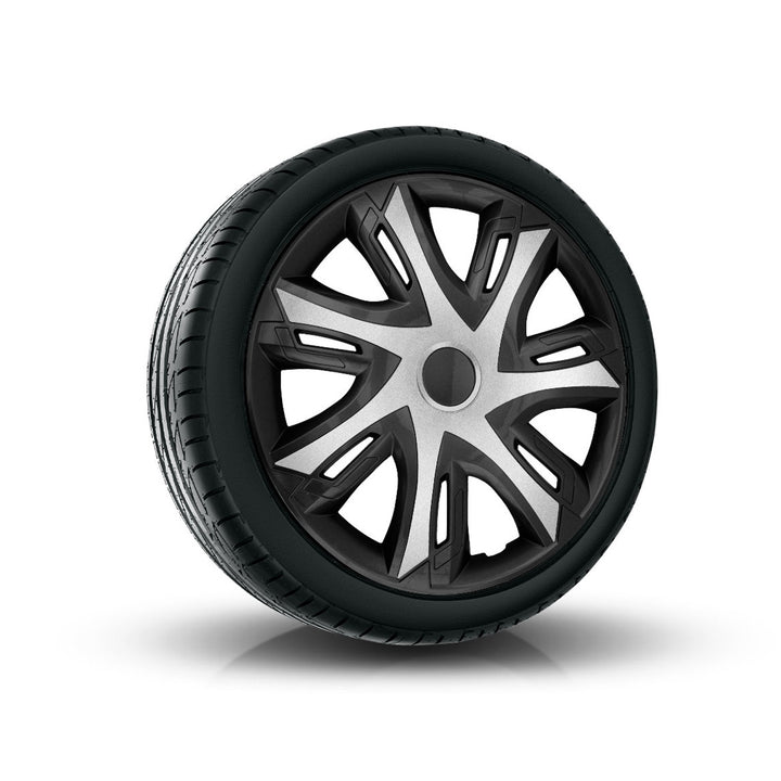 N-Power Radzierblenden für Stahlfelgen Zweifarbige Radkappen Satz 4er Set Auto KFZ Fahrzeug Geeignet ür die meisten Marken und Felgen ABS-Kunststoff (Silber / schwarz, 14")