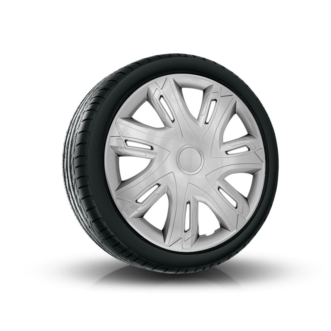 NRM N-Power Radzierblenden für Stahlfelgen Radkappen Satz 4er Set Auto KFZ Fahrzeug Geeignet ür die meisten Marken und Felgen ABS-Kunststoff (Silber, 14")