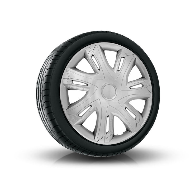 NRM N-Power Radzierblenden für Stahlfelgen Radkappen Satz 4er Set Auto KFZ Fahrzeug Geeignet ür die meisten Marken und Felgen ABS-Kunststoff (Silber, 14")