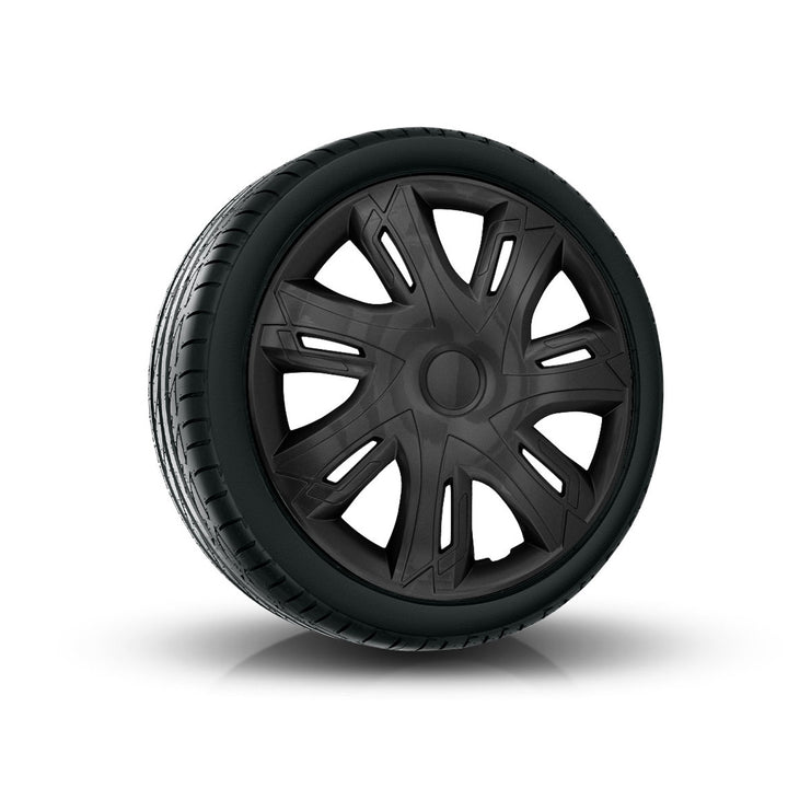 Radzierblenden für Stahlfelgen Radkappen Satz 4er Set Auto KFZ Fahrzeug Geeignet ür die meisten Marken und Felgen ABS-Kunststoff (Schwarz matt, 14")