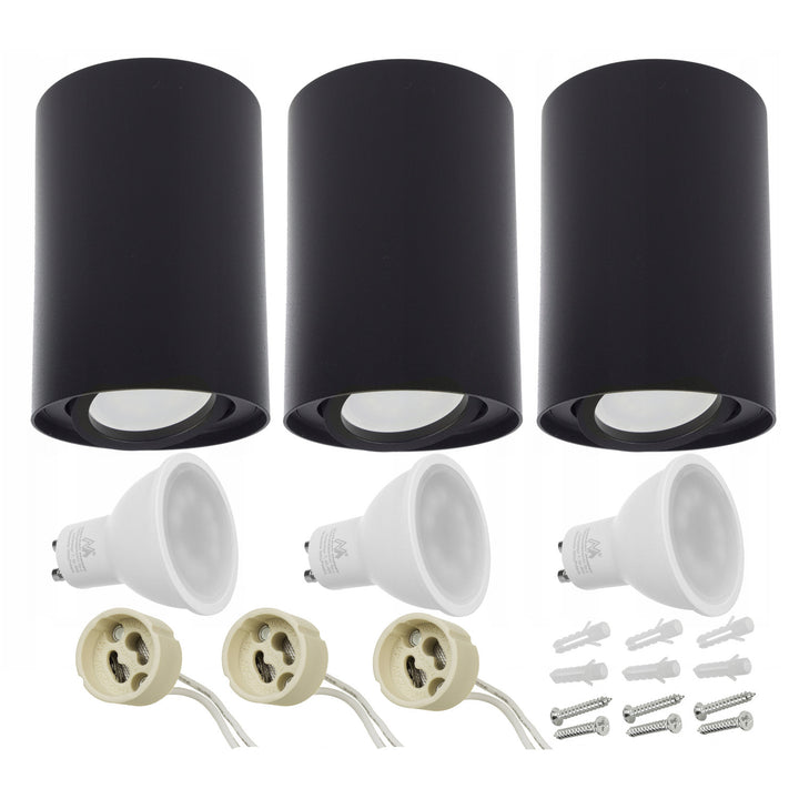 Maclean runder Plafond x 3 Stück. + GU 10 Glühbirnen x 3 Stück
