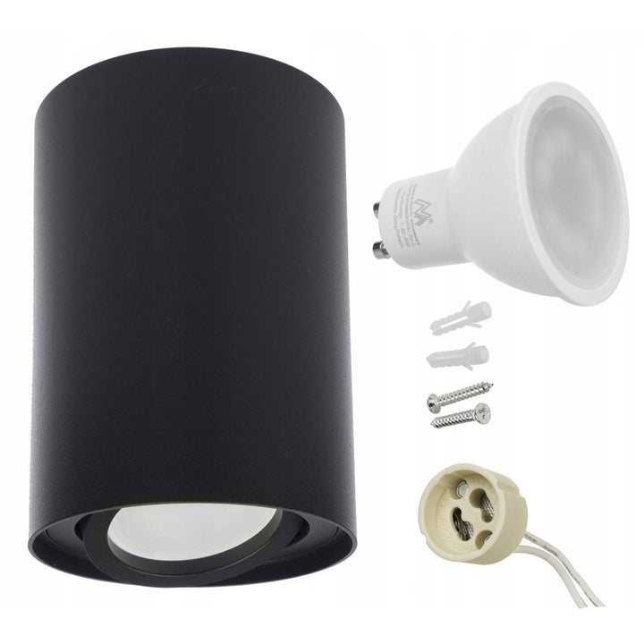 Maclean Runde Plafond Schwarz MCE422 B + LED-Lampe GU10 5W 4000K