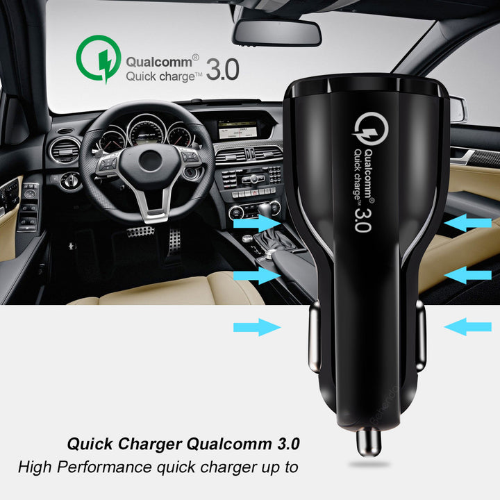 Maclean MCE478 2-Fach USB Ladegerät +1m USB Kabel Zigarettenanzünder Quick Charge 3.0 bis 30W Schnellladung KFZ 1xQC3.0 5V/3A, 9V/1.8A, 12V/1.6A 1x 5V/3.1A
