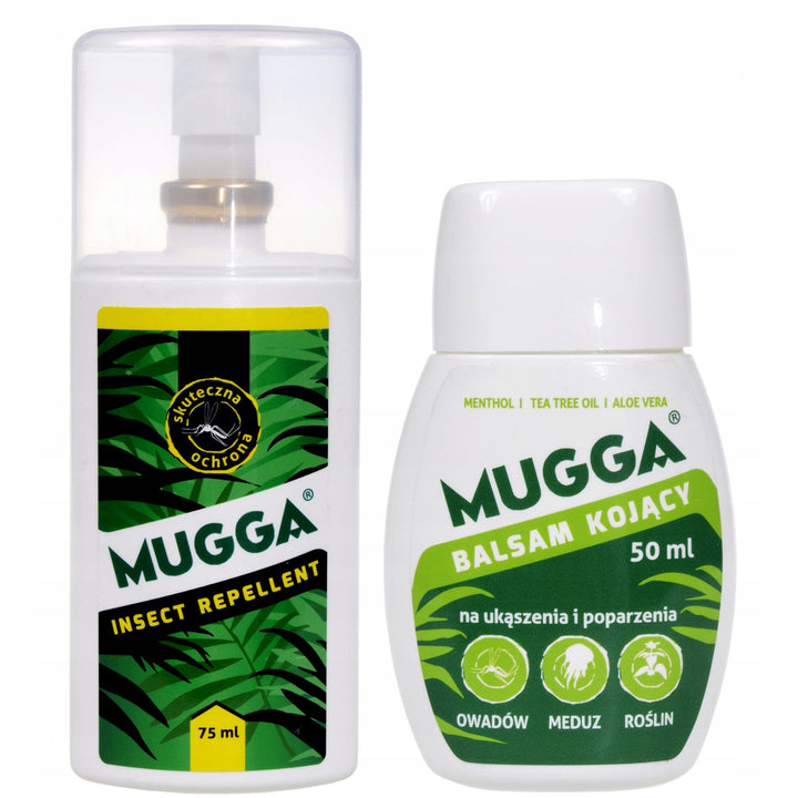 Mugga Spray 9,5% 75ml gegen Mücken und Zecken + Beruhigende Lotion 50ml