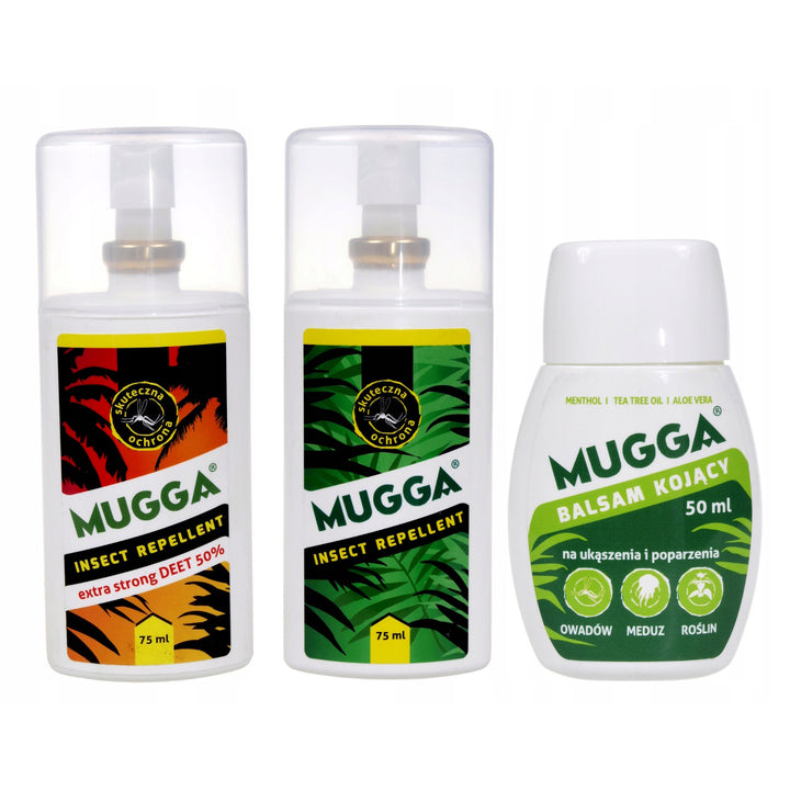 Set 2x Mugga 50% + 9,5% Family Deet + Beruhigungsbalsam 50ml