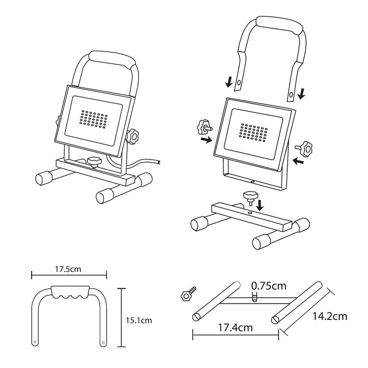 LED Flutlicht Strahler LED (Kaltweiß 6000K, 50W) +Bodentänder