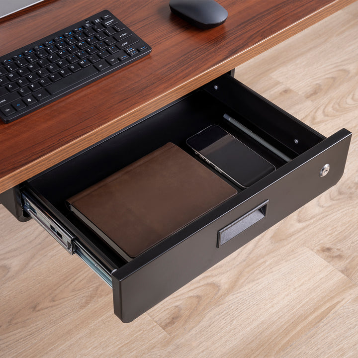 Maclean schlüsselbetätigte ergonomische Untertischschublade, Organizer, schwarz, max 5kg, MC-461